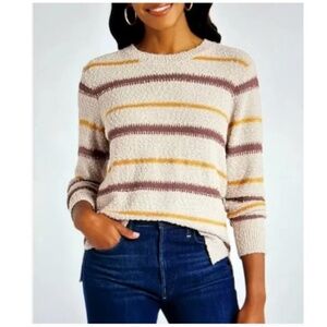 MASON & BELLE Marled Stripe Side Slit Sweater Size Large